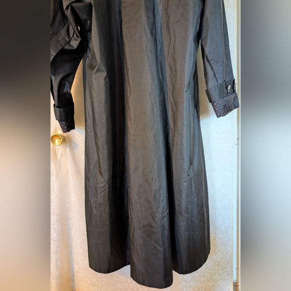 British Mist Women's Full Length Black Coat w Polka‎ Dot Detail Sz.14 - Picture 16 of 16